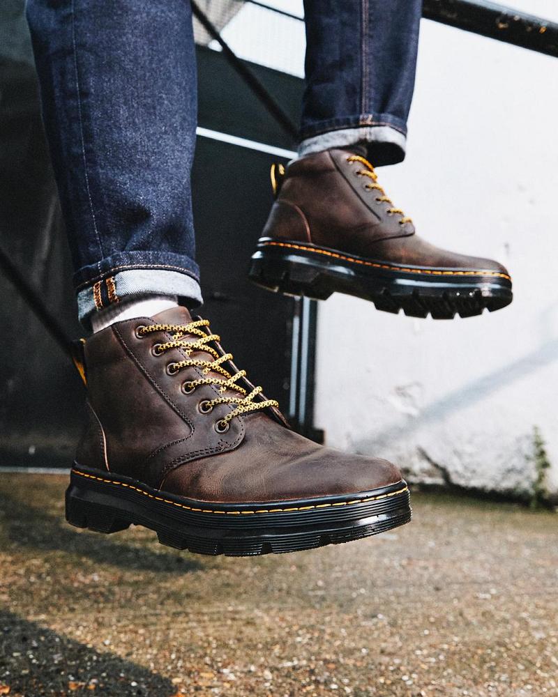 Brown Men's Dr Martens Bonny Leather Casual Boots | CA 460XYU